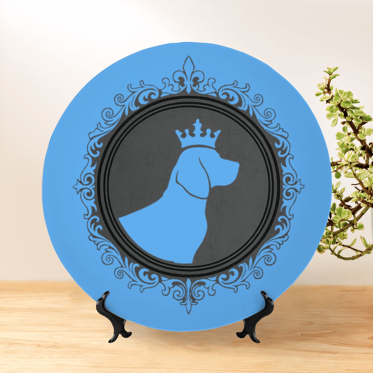 SPF Decorative Plate (King Dog Outline) - Blue