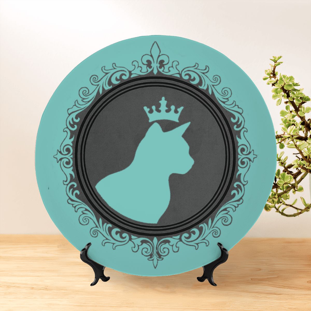 SPF Decorative Plate (King Cat Outline) - Turquoise