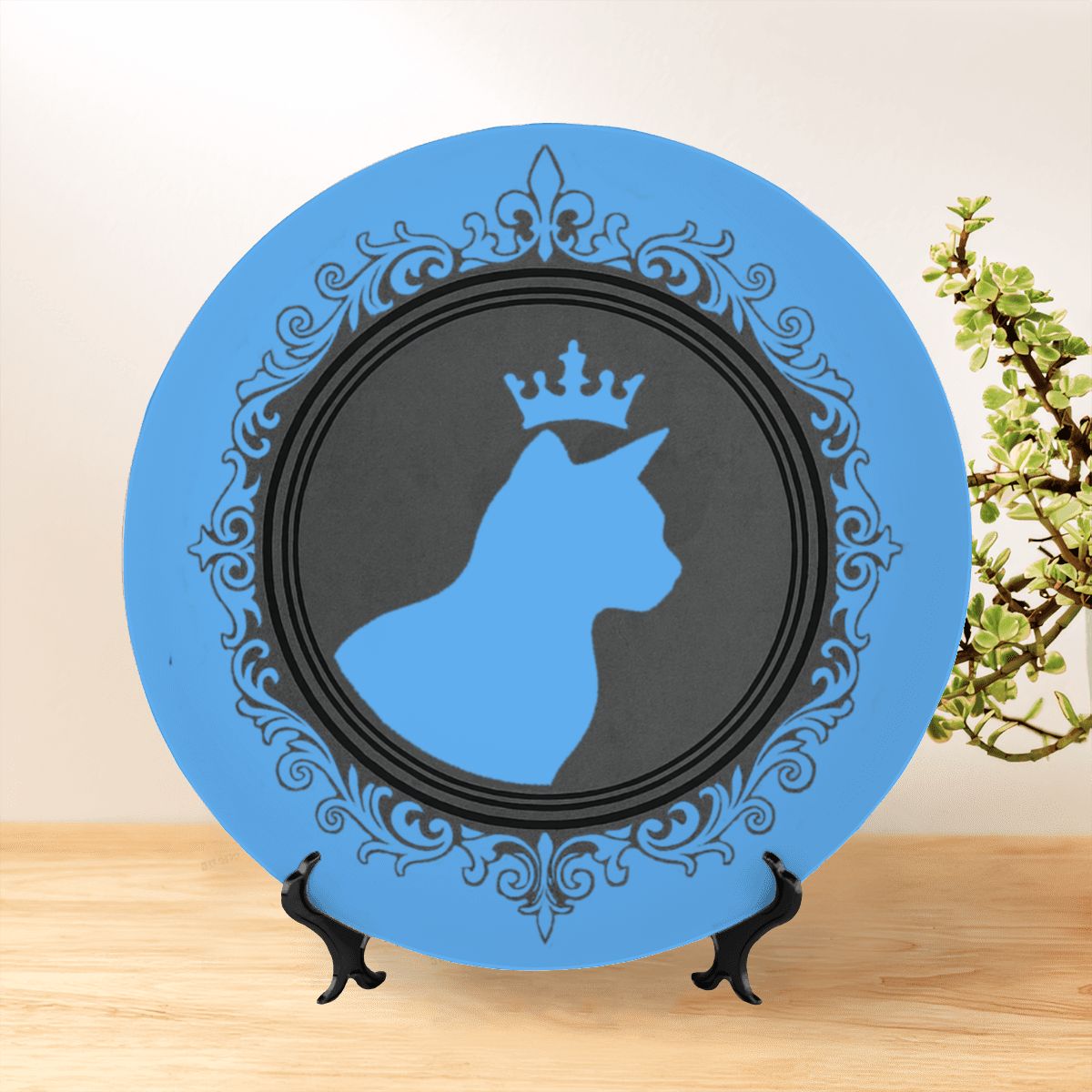 SPF Decorative Plate (King Cat Outline) - Blue