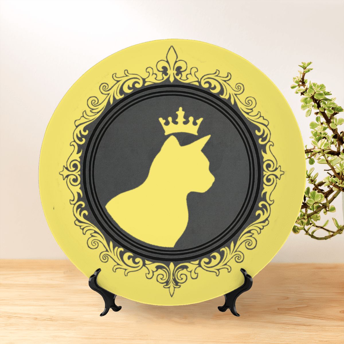 SPF Decorative Plate (King Cat Outline) - Yellow