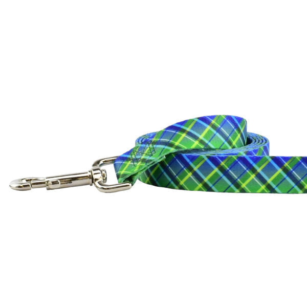 Electric Glow Green Plaid Dog Leash EarthStyle