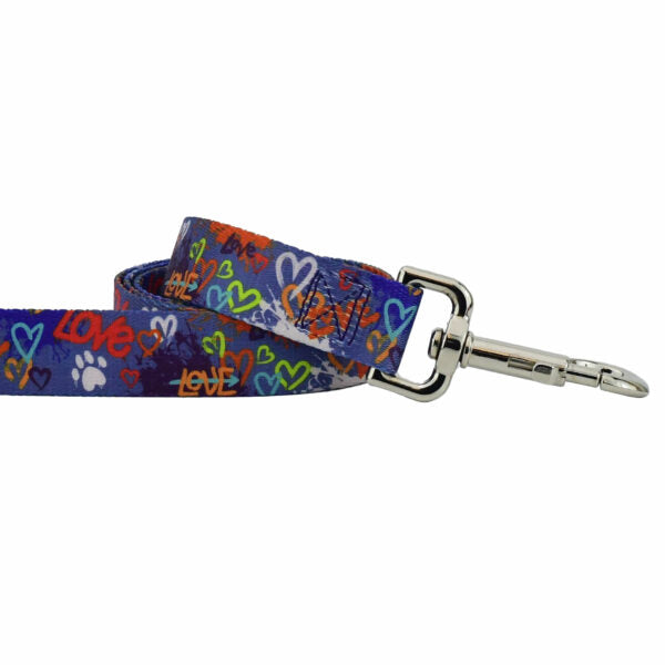 Love Graffiti Blue Dog Leash EarthStyle