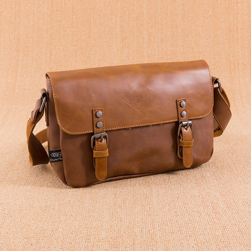 Men's PU Leather Retro Flip Literary Shoulder Bag