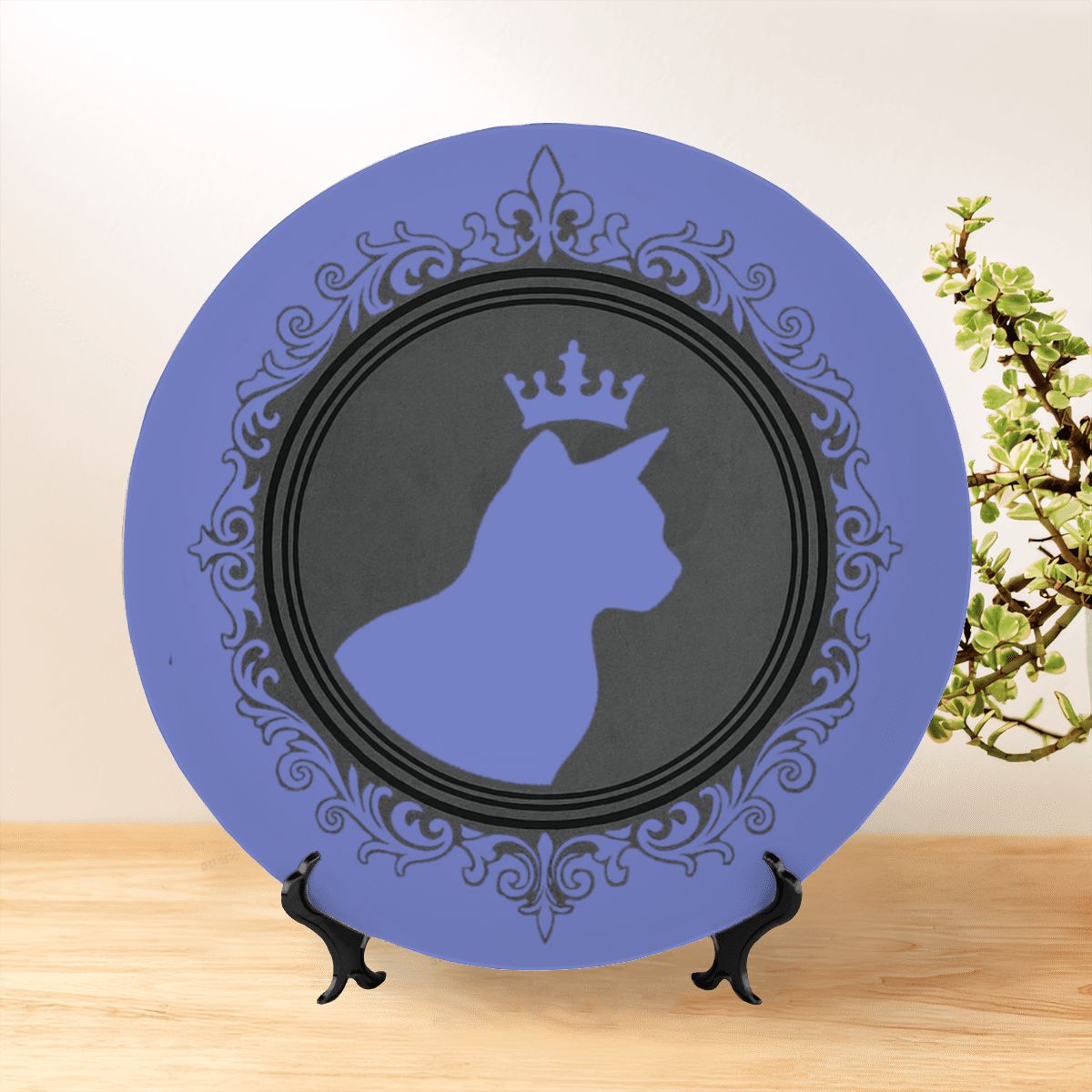 SPF Decorative Plate (King Cat Outline) - Navy Blue