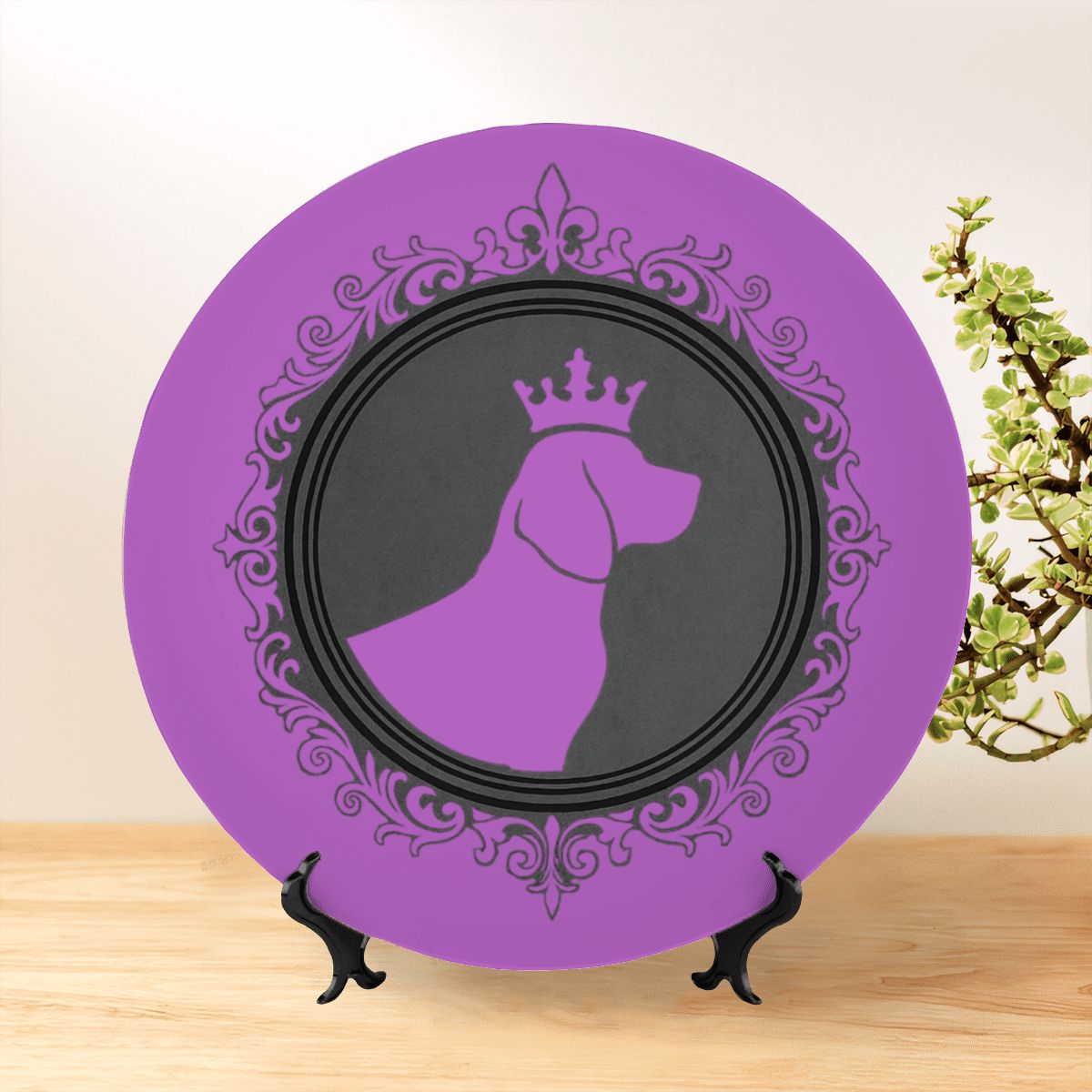 SPF Decorative Plate (King Dog Outline) - Purple