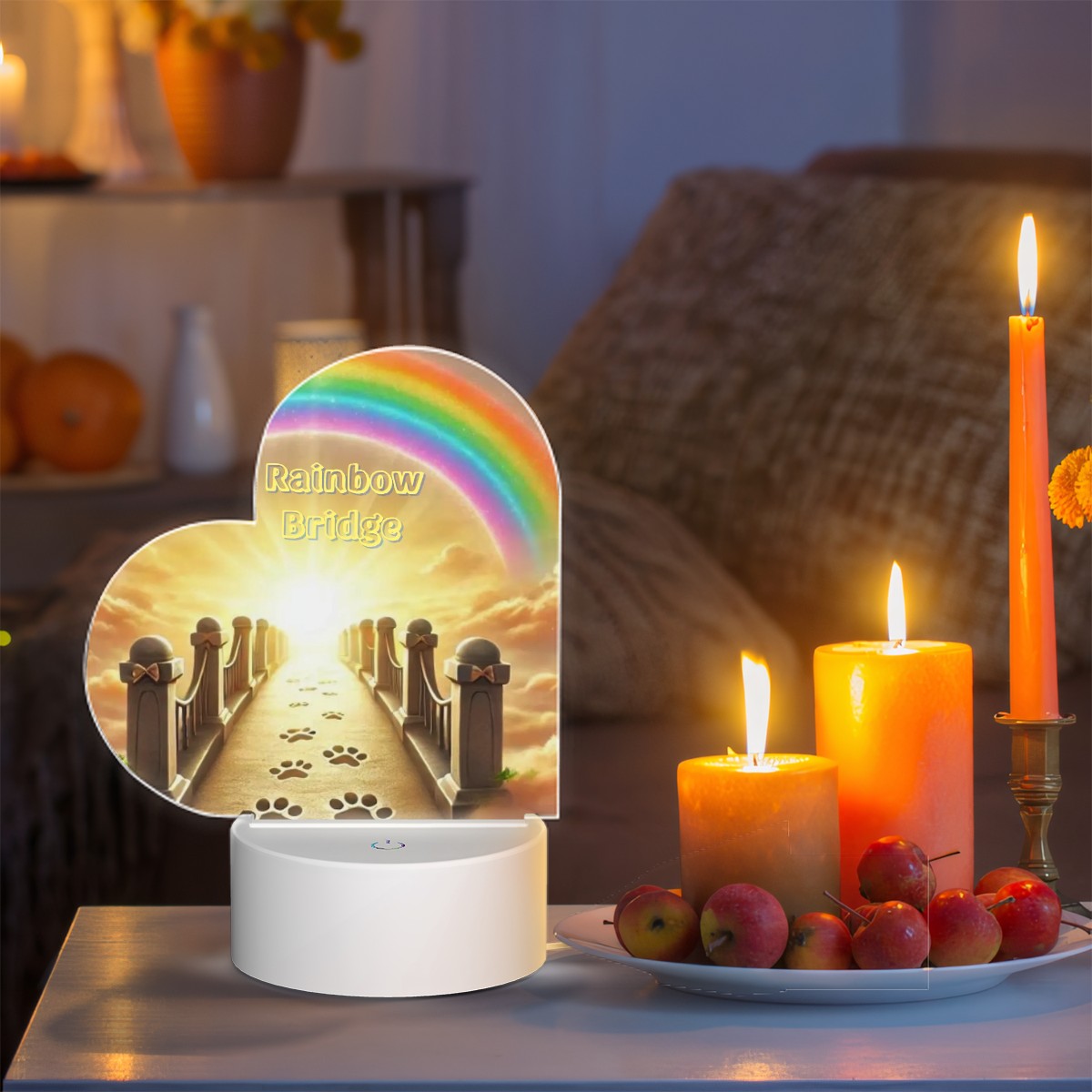 SPF Memorial Heart Acrylic Night Light (Rainbow Bridge)