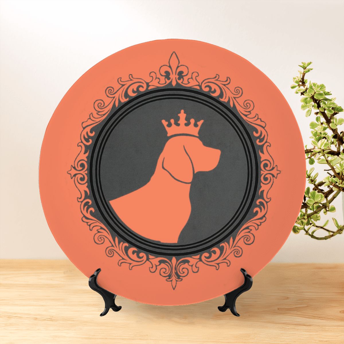 SPF Decorative Plate (King Dog Outline) - Orange