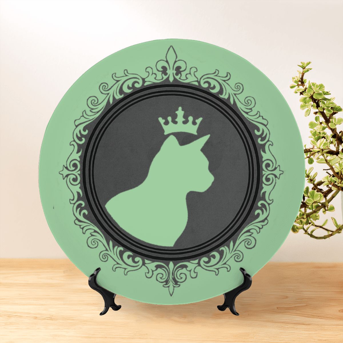 SPF Decorative Plate (King Cat Outline) - Green