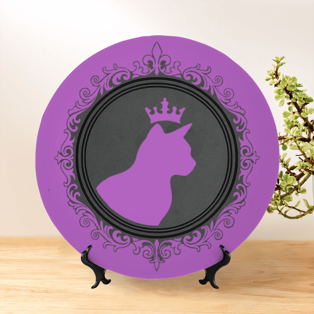 SPF Decorative Plate (King Cat Outline) - Purple