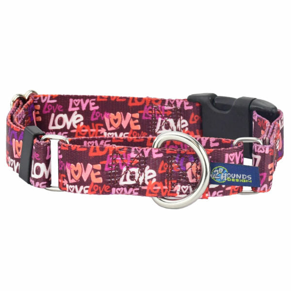 Love Graffiti Red Buckle Martingale Dog Collar EarthStyle