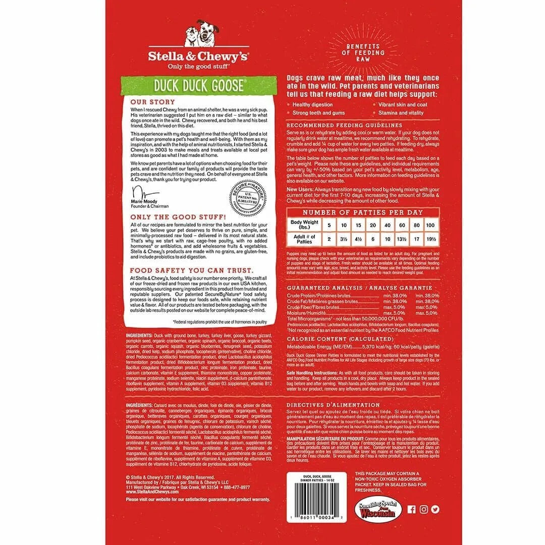 Stella & Chewy's Freeze Dried Dinner Patties Duck Dog Food (25oz)