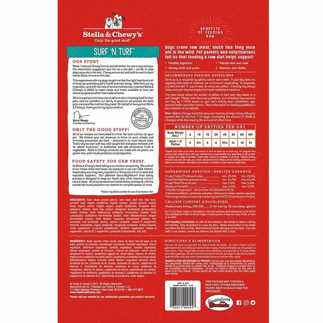 Stella & Chewy's Freeze Dried Dinner Patties Surf and Turf Dog Food (5.5oz)