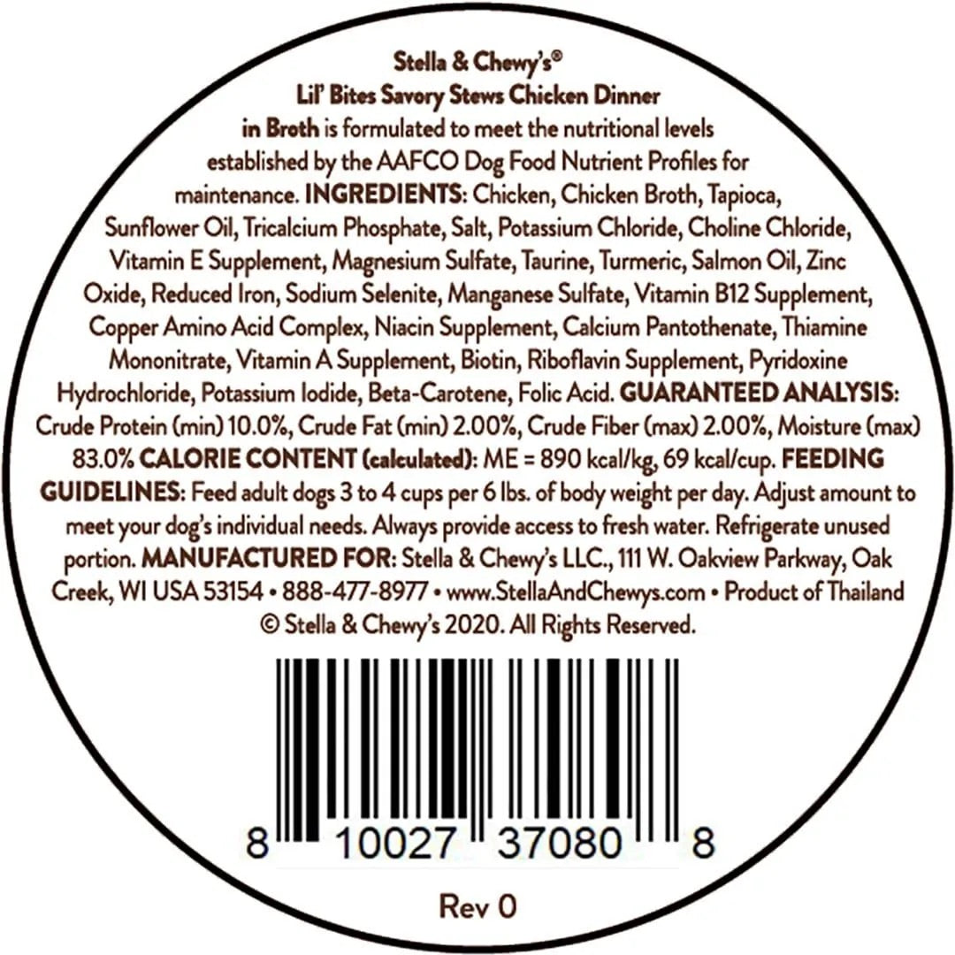 Stella & Chewys Lil Bites Stew Chicken Dog Food (2.7oz)