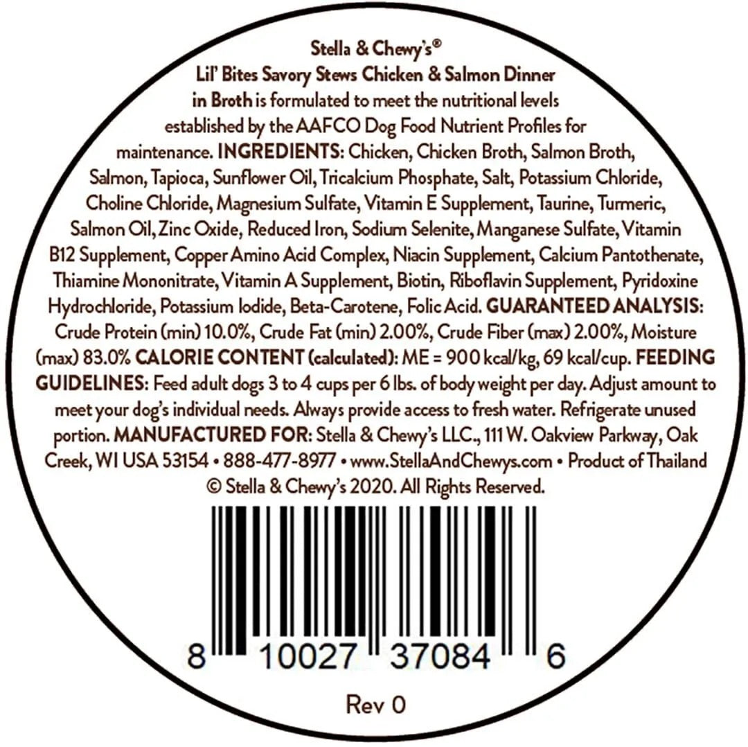 Stella & Chewy's Lil' Bites Savory Stews Chicken & Salmon Dinner in Broth Dog Food (2.7oz)