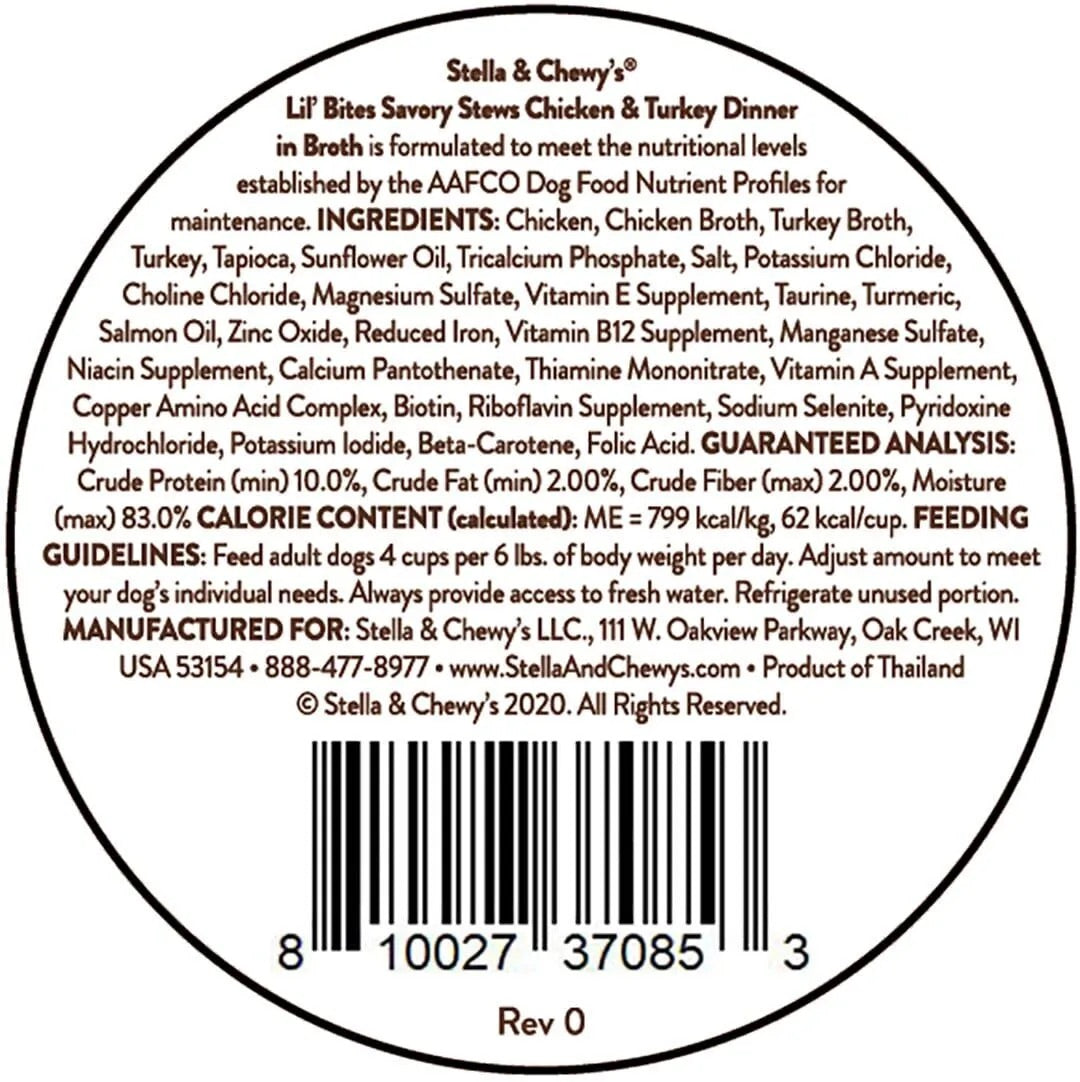 Stella & Chewys Lil Bites Stew Chicken & Turkey Dog Food (2.7oz)