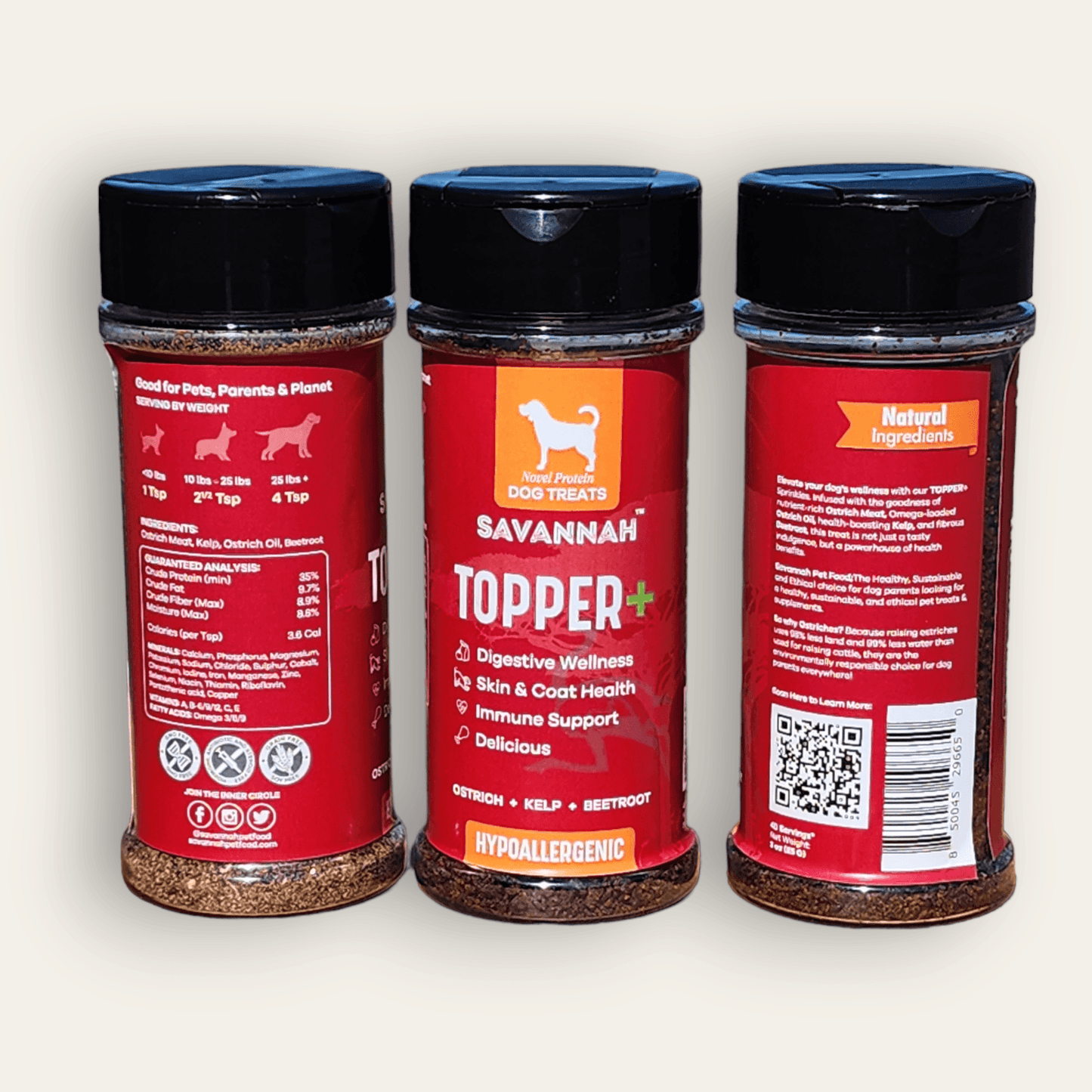 Topper Plus: Ostrich & Beetroot (3oz) The Flavorful, Gut-Healthy Superfood Boost for Your Dog's Kibble