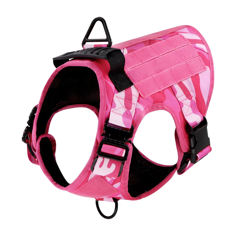 Pink Military Dog Harness And Leash Set Adjustable Pet Tactical Training Vest German Shepherd Malinois For Medium Large Dogs