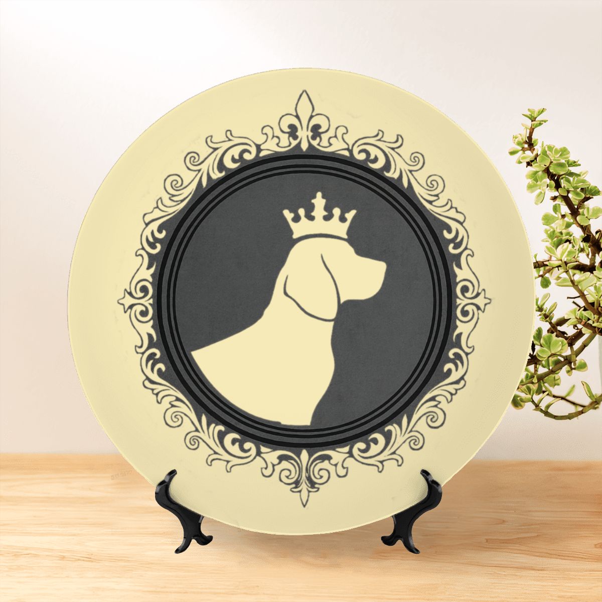 SPF Decorative Plate (King Dog outline) - Off white