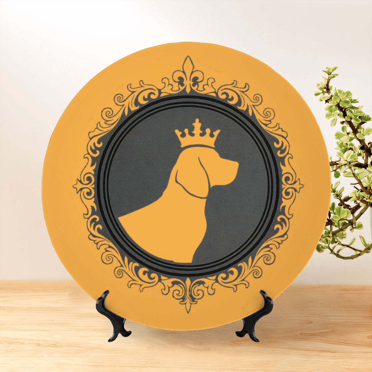 SPF Decorative Plate (King Dog Outline) - Orange