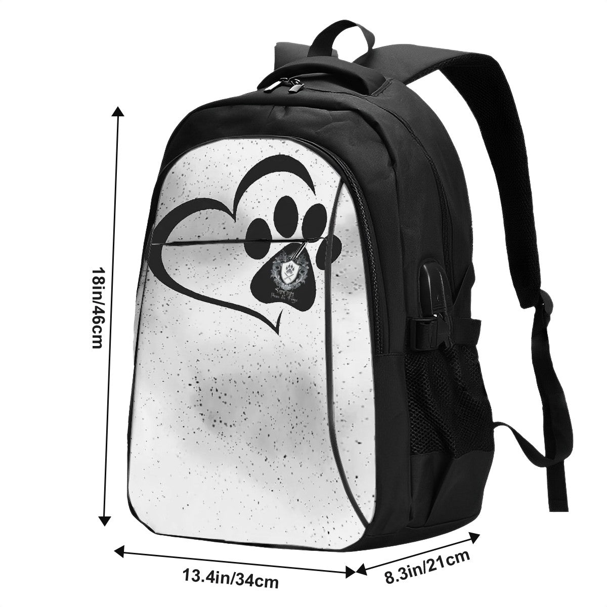 SPF Large Capacity Oxford Travel Backpack with USB White & Black