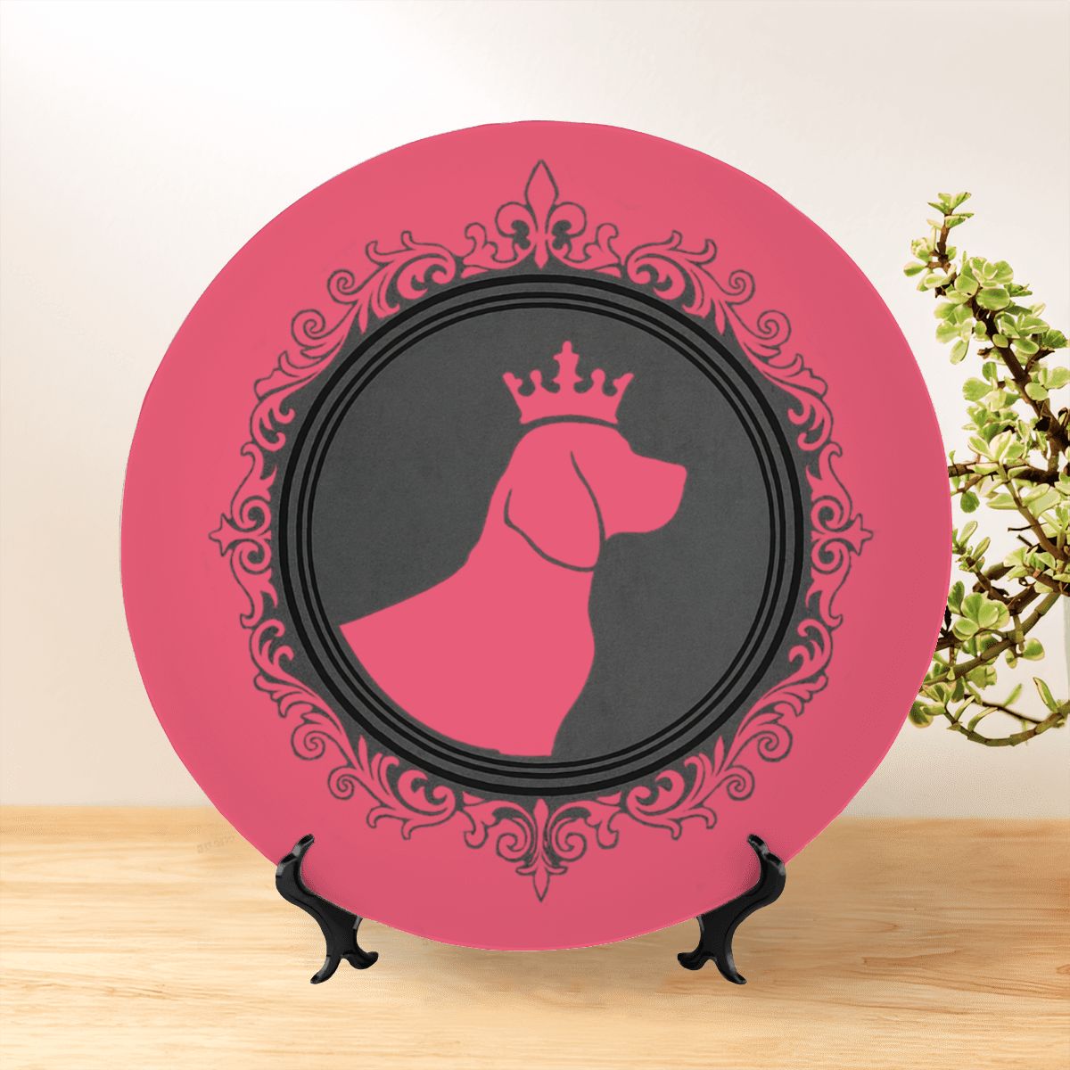 SPF Decorative Plate (King Dog Outline) - Rose