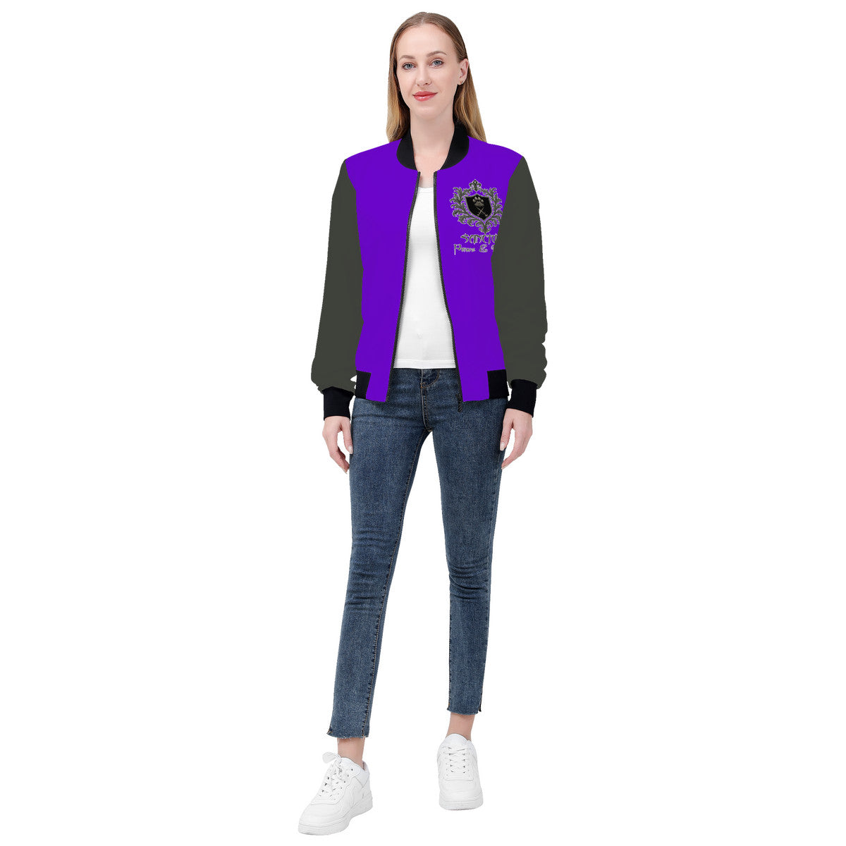 SPF Women's Bomber Jacket - Purple & Grey