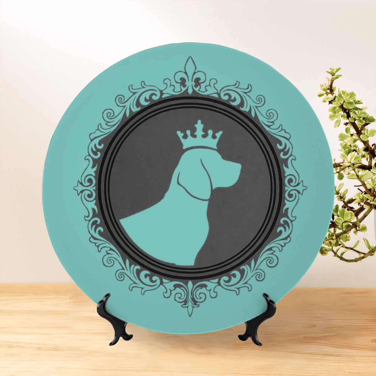 SPF Decorative Plate (King Dog Outline) - Turquoise