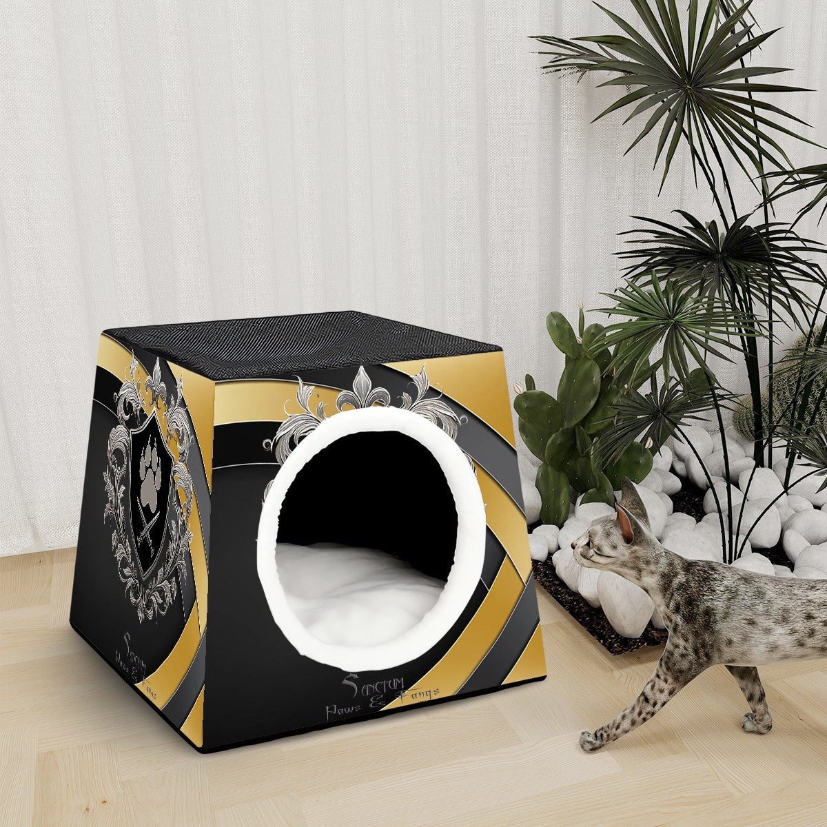 SPF Space Capsule Pet Bed - Gold & Black
