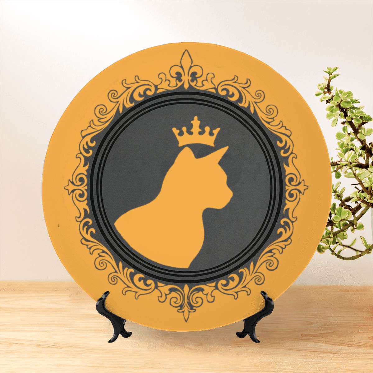 SPF Decorative Plate (King Cat Outline) - Orange