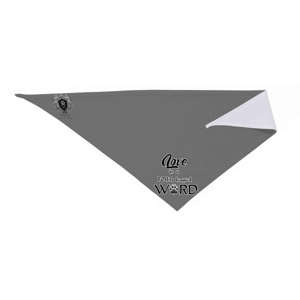 SPF Pet Decorative Triangle Scarf (grey - love is a four-legged word)