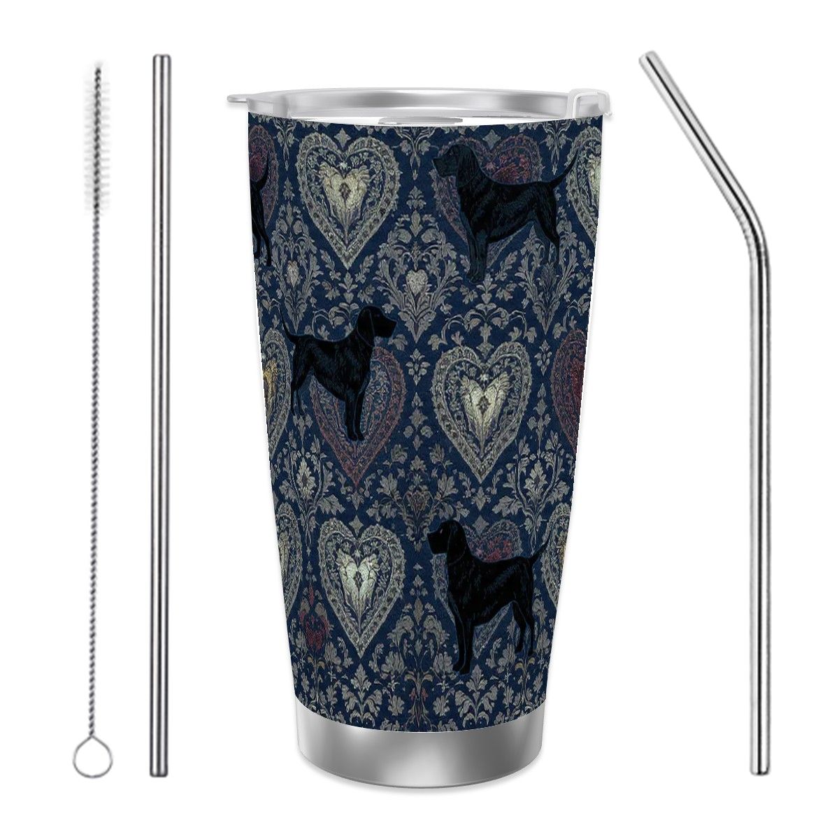 Dogs Love Travel Coffee Mug with Single Silver Edge (20oz) (Collection-2)