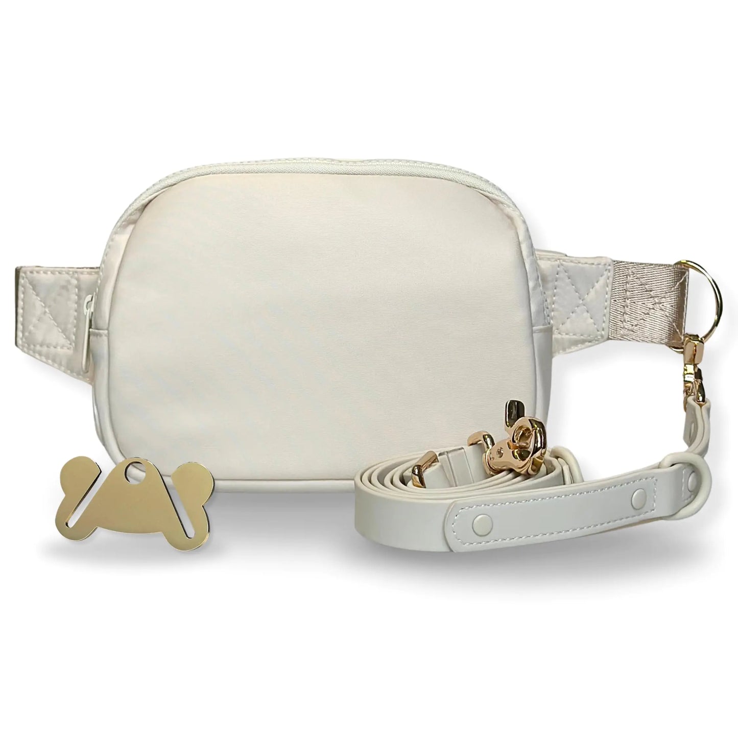 Hands Free Leash and Belt Bag | Cream Belt Bag + Leash