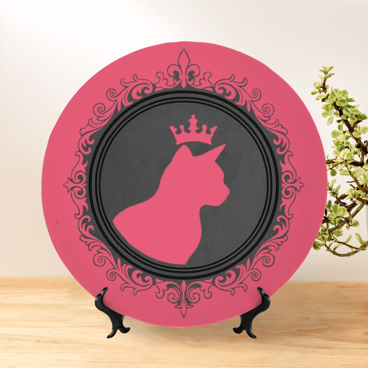 SPF Decorative Plate (King Cat Outline) - Rose