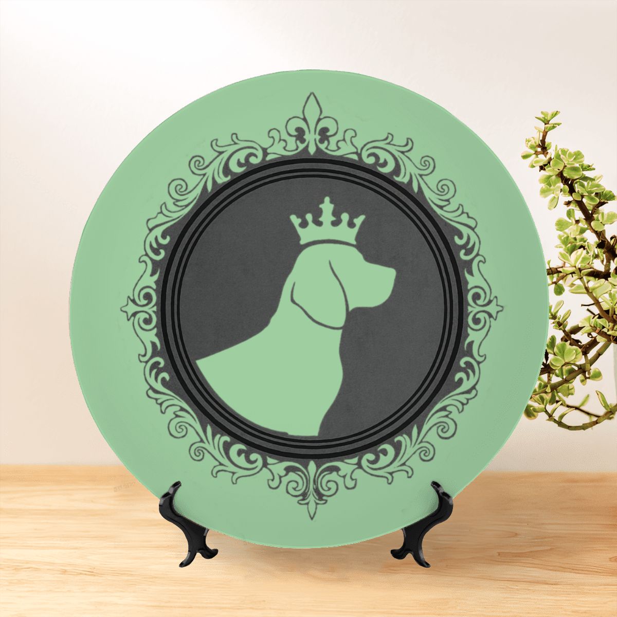 SPF Decorative Plate (King Dog Outline) - Green