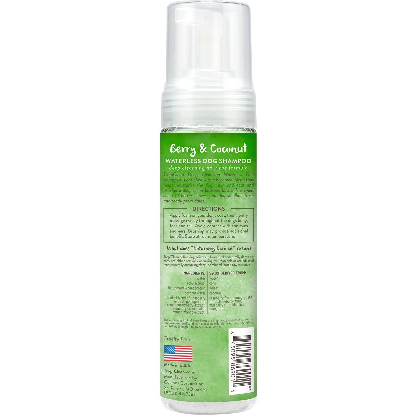 Tropiclean Berry and Coconut Dog Waterless Shampoo (7.4oz)