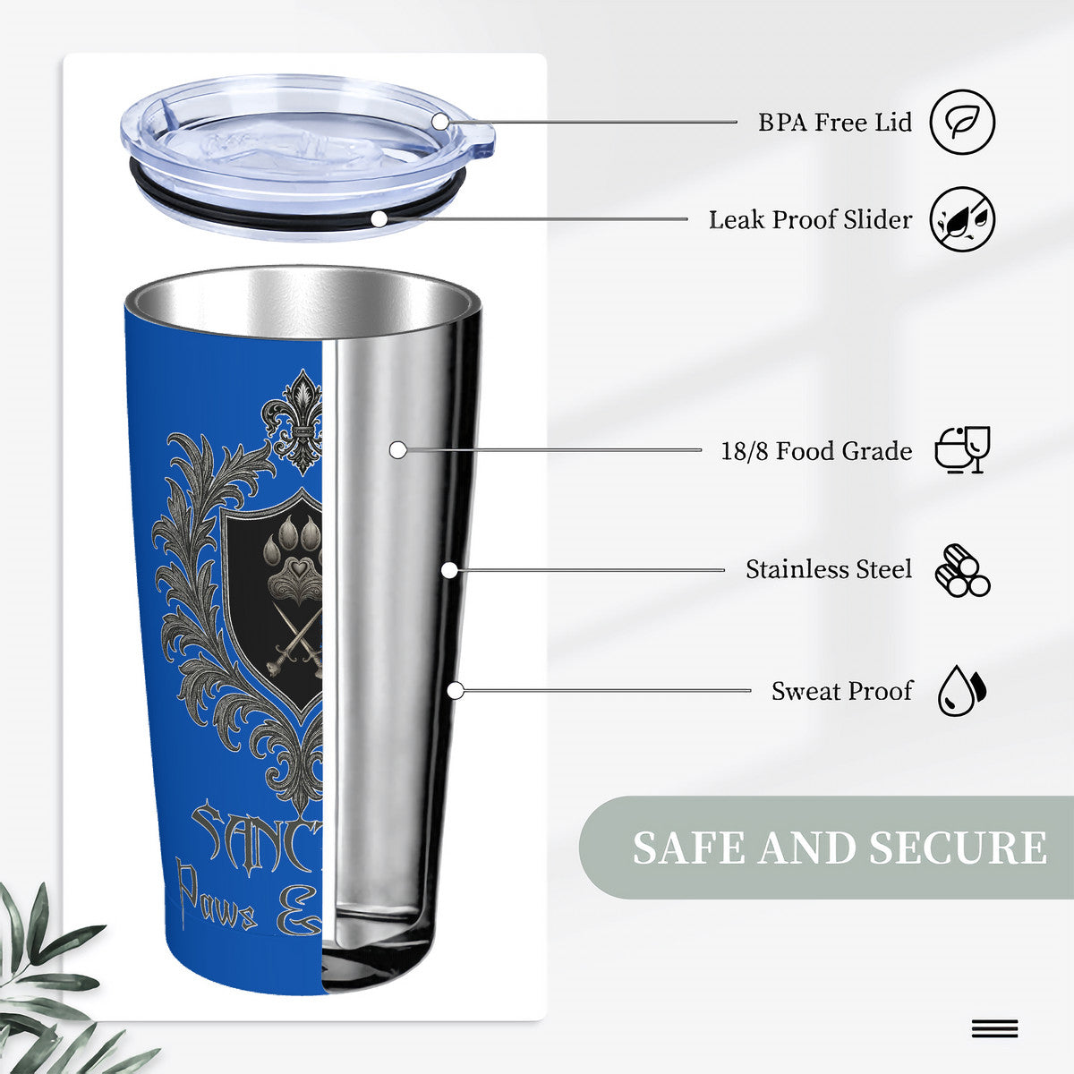 SPF Stainless Steel - Straw Lid Cup (20oz) - Blue