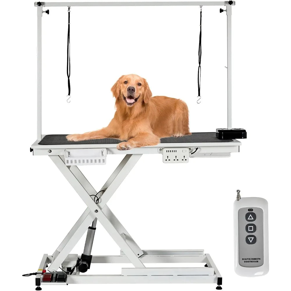 Dog Grooming Table,50''Electric Lift Heavy Duty Cat Grooming Table with anti Slip Tabletop, Adjustable Pet Grooming Table with A