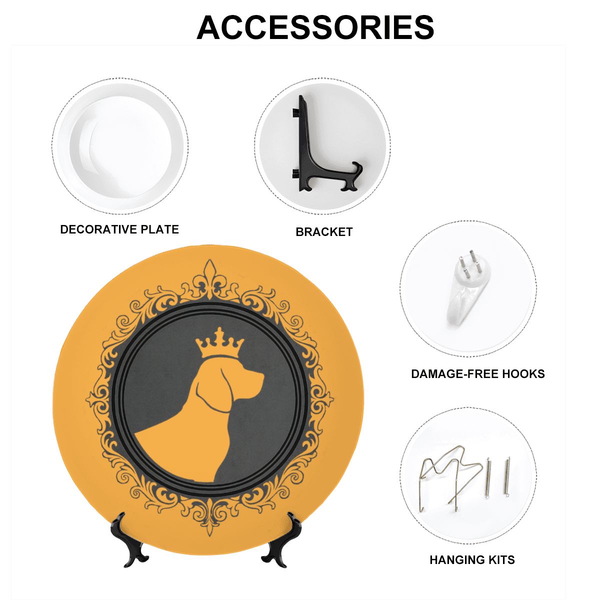 SPF Decorative Plate (King Dog Outline) - Orange