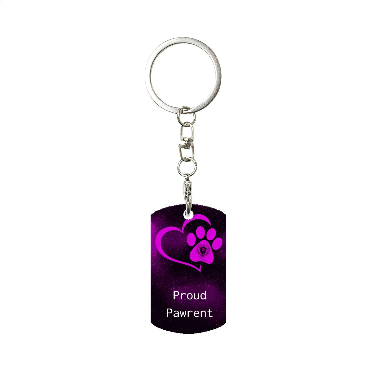 SPF Rectangular Metal Keychain - Proud Pawrent - Pink