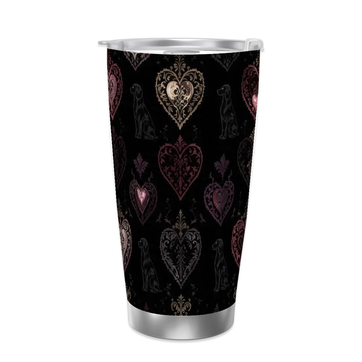 Dogs Love Travel Coffee Mug with Single Silver Edge (20oz) (Collection-2)