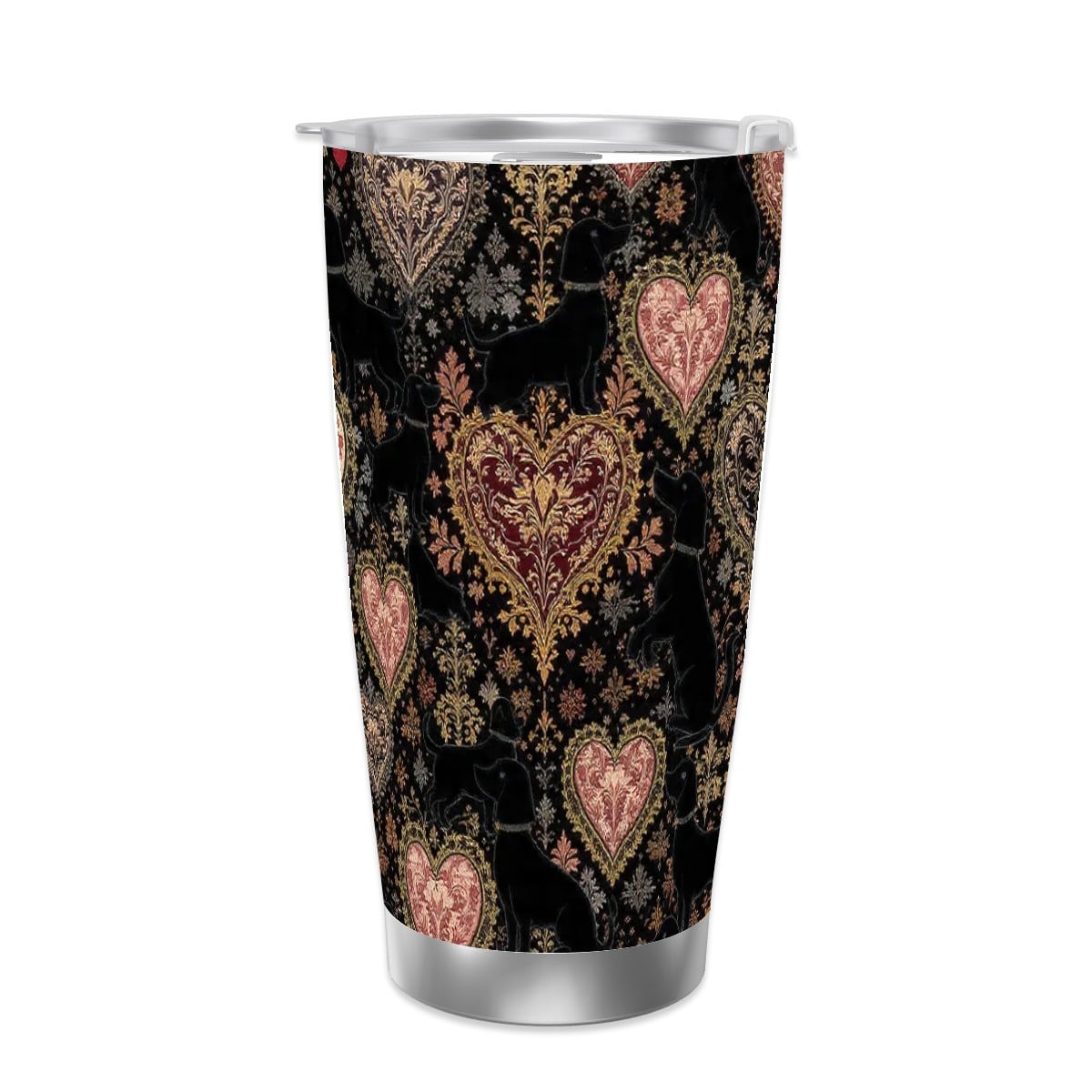 Dogs Love Travel Coffee Mug with Single Silver Edge (20oz) (Collection-2)