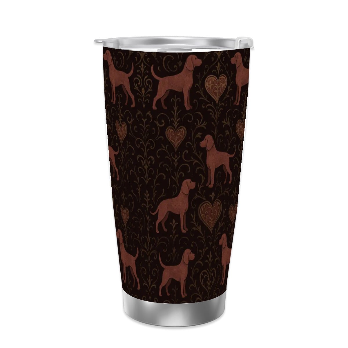 Dogs Love Travel Coffee Mug (20oz) with Silver Edge (Collection-1)