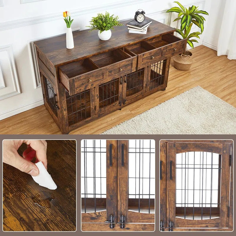 Dog Crate Furniture with Openable Partition