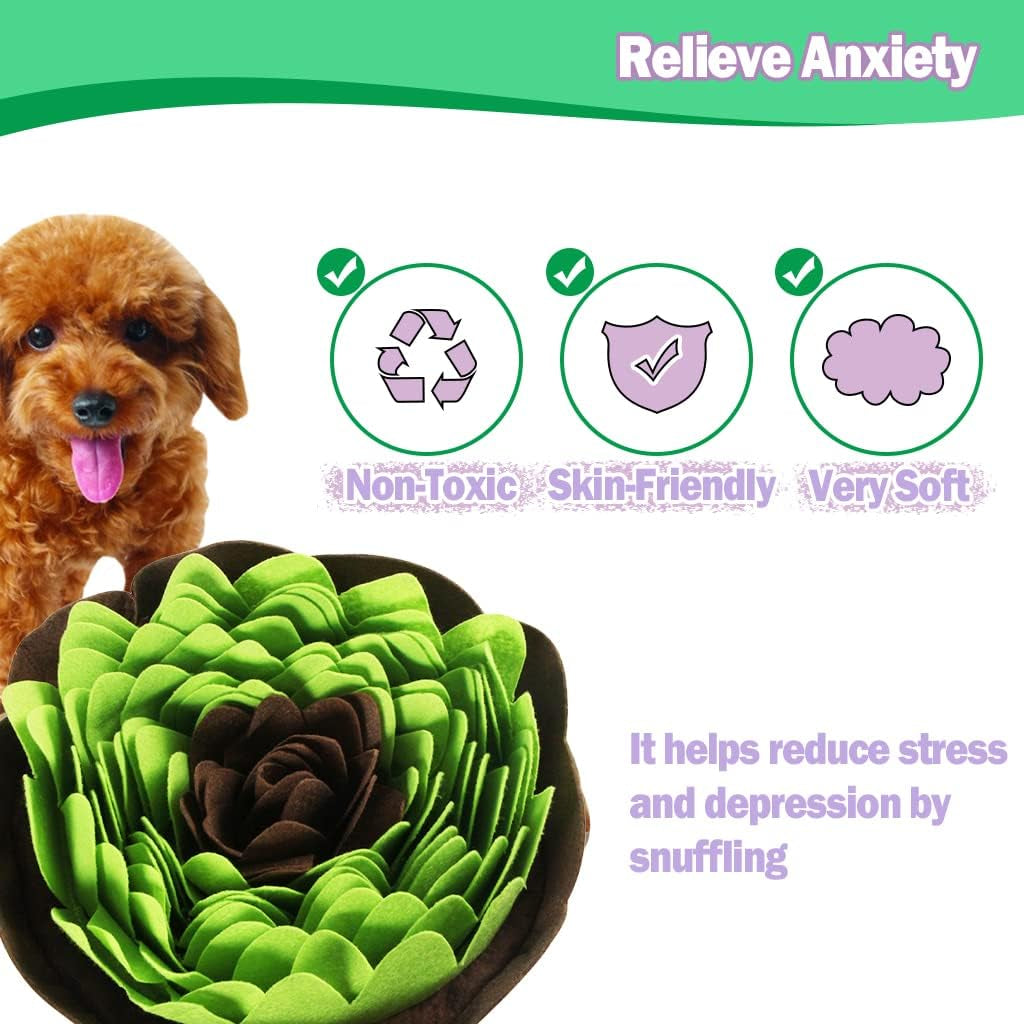 Interactive Dog Slow Feeding Snuffle Mat - Portable Stress Relief Toy for Dogs and Cats - Light Green