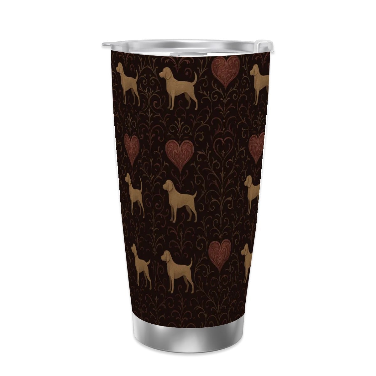 Dogs Love Travel Coffee Mug (20oz) with Silver Edge (Collection-1)