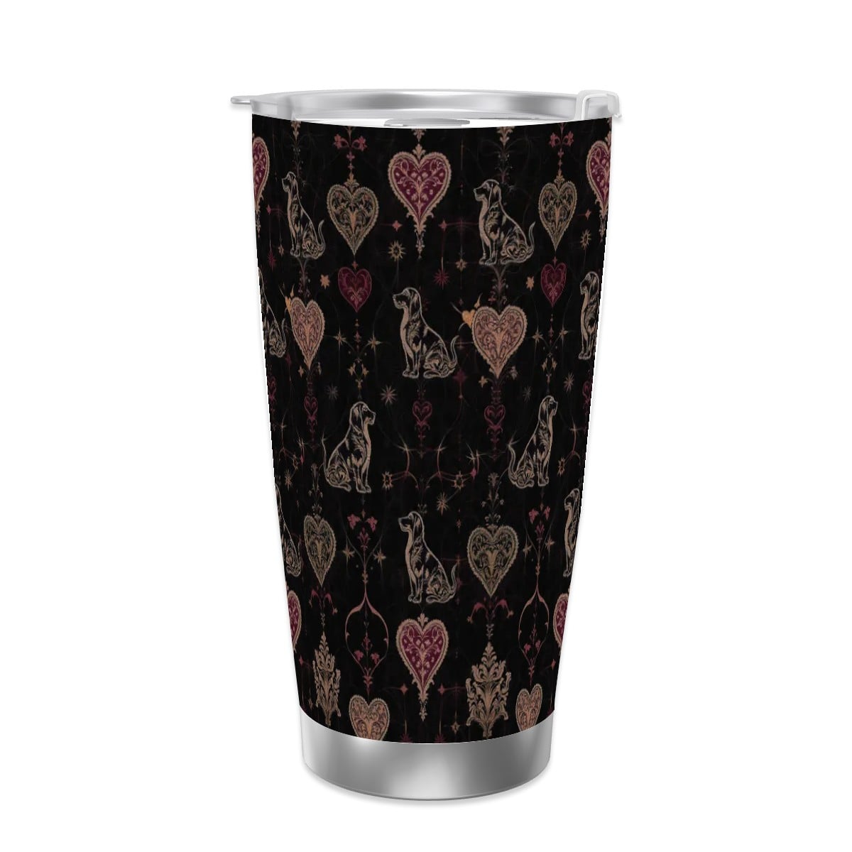 Dogs Love Travel Coffee Mug (20oz) with Silver Edge (Collection-1)