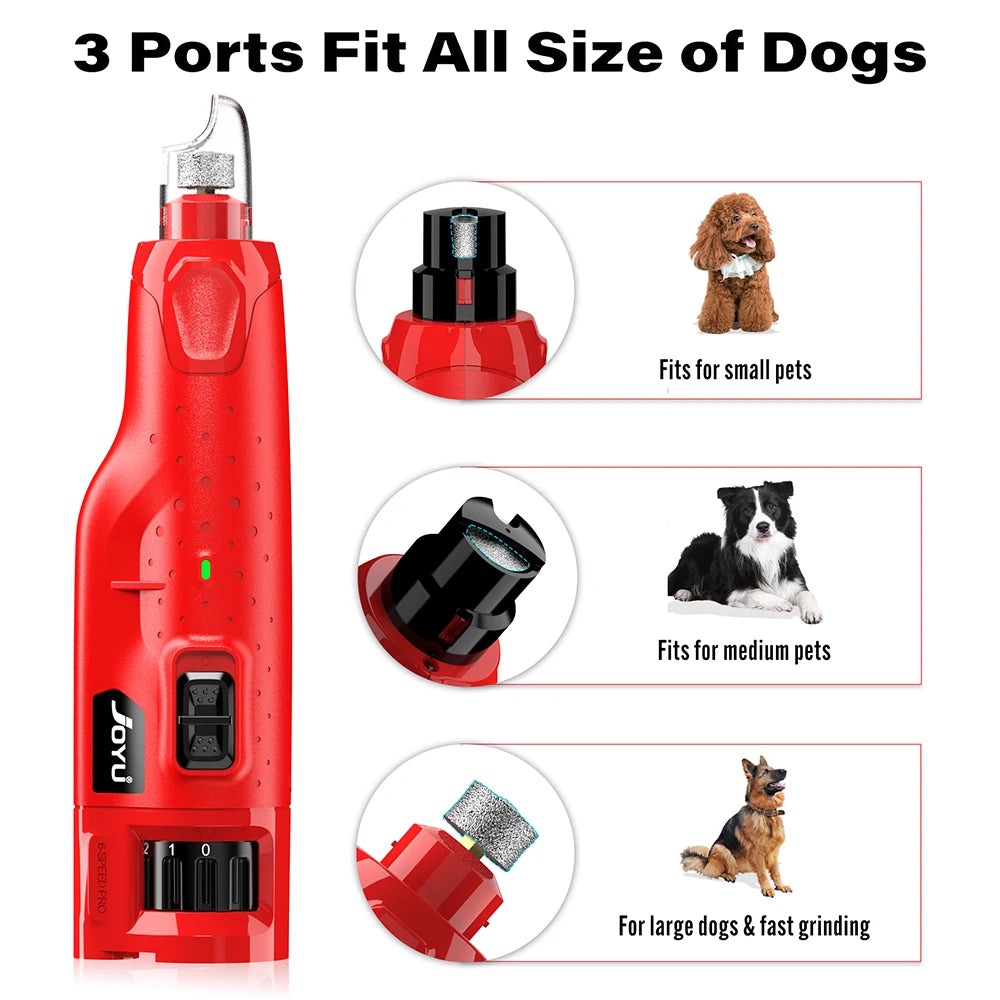 Dog Nail Grinder Dustproof with 2 LED Light - Super Quiet Powerful 6-Speed Nail Trimmer File for Small Medium Large Dogs Dog Acc