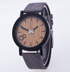 Wood grain PU leather neutral watch men retro watch