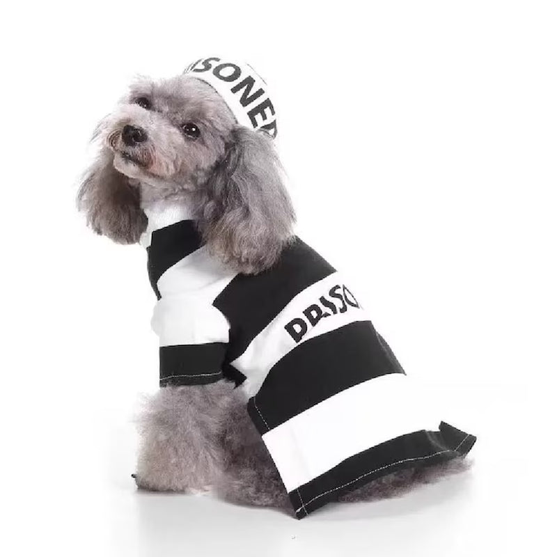 Unleash Your Pet's Inner Rebel with This Adorable Prisoner Costume! 🐾🚔
