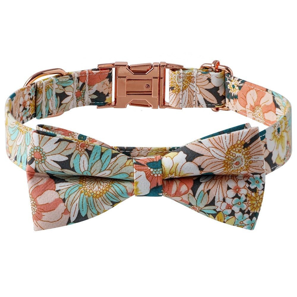 Floral Cotton Dog Collar Rose Buckle